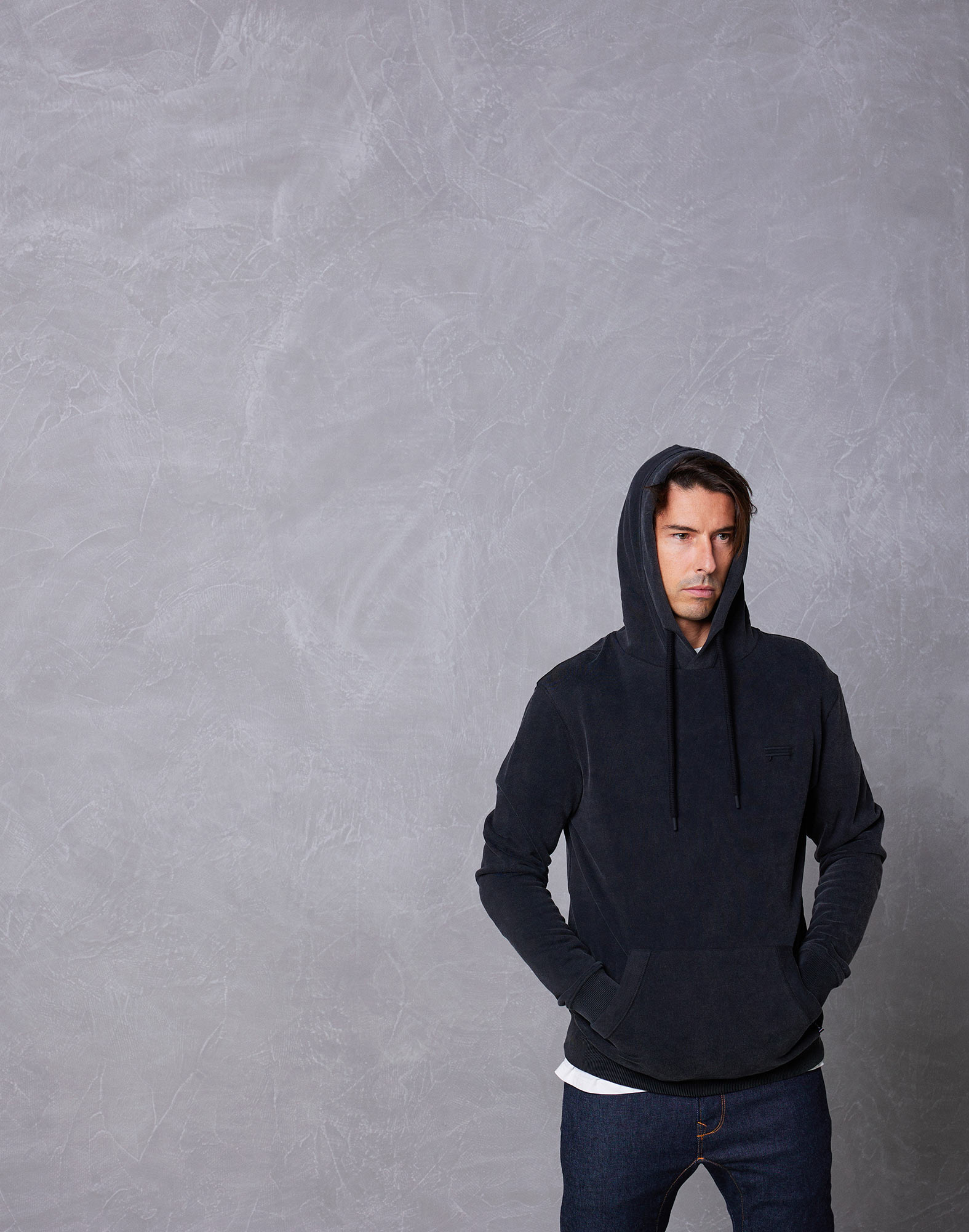 Men's sweat hoodie PLAINFINNBLACK