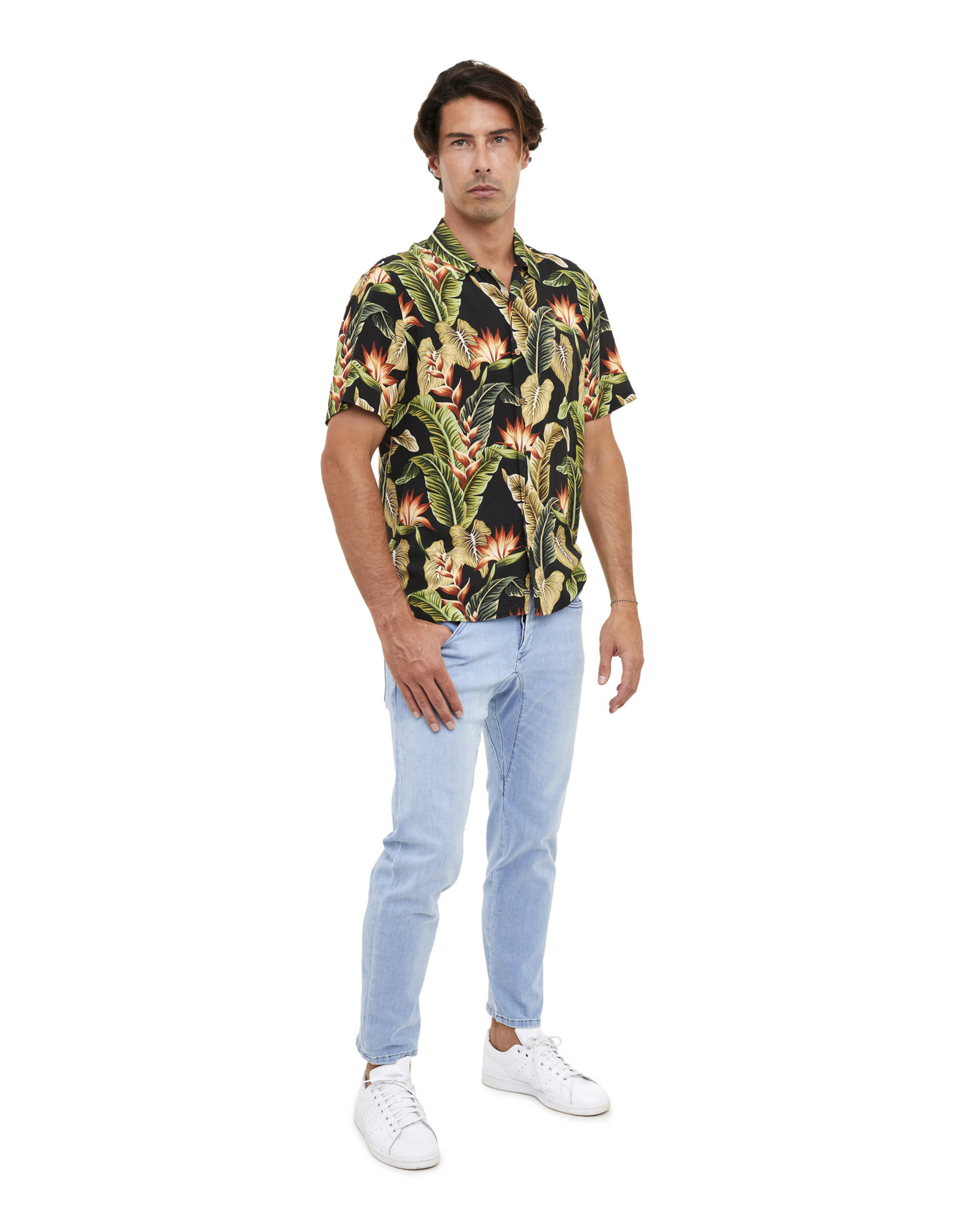 CHEMISE HAWAÏENNE DARKFLORAL