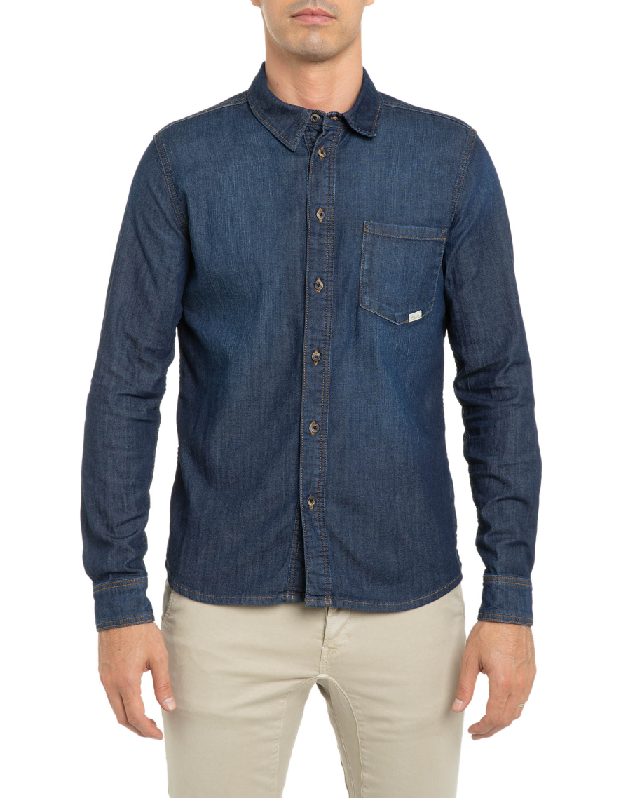 Chemise homme en jean bleue