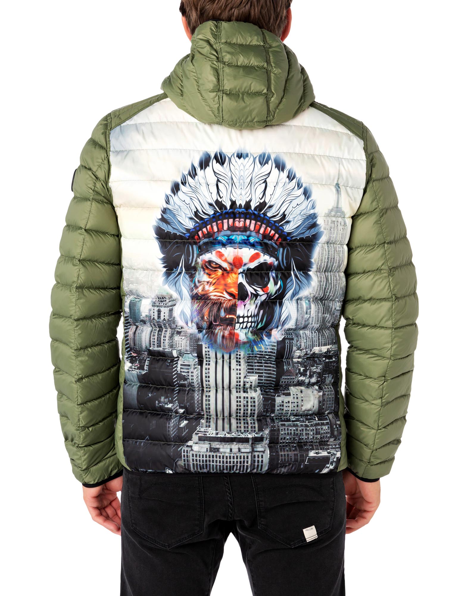 Men's feather jacket with hood INDIANTIGE