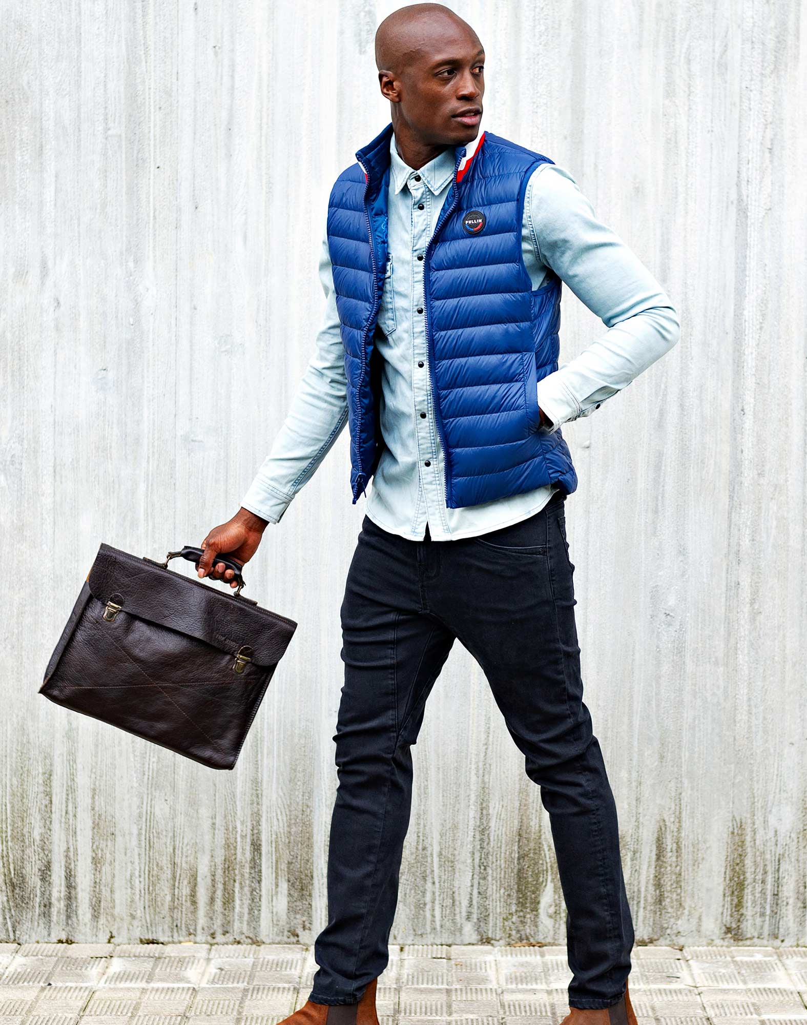 Men's feather jacket without sleeves COCO